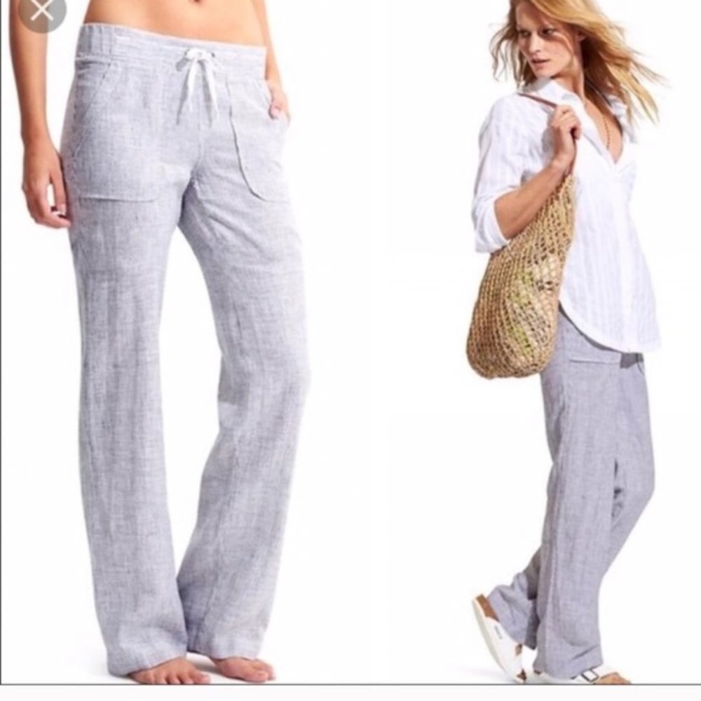 Athleta Light Gray Linen Trousers